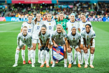 MELBOURNE, AUSTRALIA - 06 Ağustos 2023 tarihinde Melbourne Dikdörtgen Stadyumu 'nda oynanan FIFA Bayanlar Dünya Kupası Avustralya Yeni Zelanda 2023' te ABD ile oynanacak.