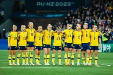 MELBOURNE, AUSTRALIA - 06 Ağustos 2023 tarihinde Melbourne Dikdörtgen Stadyumu 'nda oynanan FIFA Dünya Kadınlar Kupası' nda İsveç takımı ABD ile oynadığı penaltı atışında
