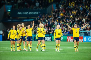 MELBOURNE, AUSTRALIA - 06 Ağustos 2023 tarihinde Melbourne Dikdörtgen Stadyumu 'nda düzenlenen FIFA Dünya Kadınlar Kupası' nda oynanan penaltı atışında İsveç ABD 'yi yenmesini kutladı.
