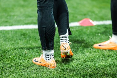 MELBOURNE, AUSTRALIA - 06 Ağustos 2023 tarihinde Melbourne Dikdörtgen Stadyumu 'nda oynanan FIFA Bayanlar Dünya Kupası Avustralya Yeni Zelanda 2023' te ABD antrenmanı öncesinde ABD 'li Alex Morgan