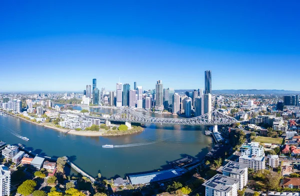 Höhenblick Auf Brisbane Skyline Und Story Bridge Vom Vorort New — Stockfoto