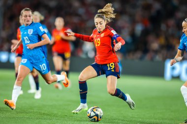 SYDNEY, AUSTRALIA - 20 AĞUSTRALIA: İspanya 'nın 20 Ağustos 2023 tarihinde Avustralya Yeni Zelanda Stadyumu' nda oynanan FIFA Dünya Kadınlar Kupası finalinde İngiltere ile oynadığı maçta İspanya 'dan Olga CARMONA