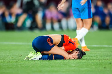 SYDNEY, AUSTRALIA - 20 AĞUSTRALIA: İspanyol oyuncular 20 Ağustos 2023 'te Avustralya Yeni Zelanda Stadyumu' nda oynanan FIFA Kadınlar Dünya Kupası finalinde İngiltere 'yi yenmeyi kutladılar.