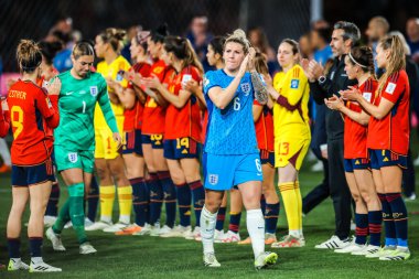 SYDNEY, AUSTRALIA - 20 Ağustos 2023 tarihinde Avustralya Yeni Zelanda 2023 FIFA Kadınlar Dünya Kupası finalinde İngiltere 'yi yenen İngiliz Millie Bright