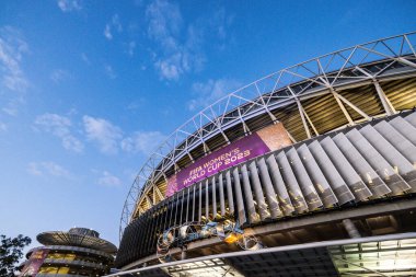 SYDNEY, AUSTRALIA - 20 AĞUSTRALIA: 20 Ağustos 2023 tarihinde Avustralya 'nın Yeni Zelanda Stadyumu' nda oynanan FIFA Dünya Kadınlar Kupası finalinde İspanya İngiltere ile oynamadan önce stadyum