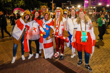 SYDNEY, AUSTRALIA - 20 AĞUSTRALIA: İspanya, 20 Ağustos 2023 tarihinde Avustralya Stadyumu 'nda oynanan FIFA Dünya Kadınlar Kupası finalinde İngiltere ile oynamadan önce taraftarlar Avustralya Stadyumu' nda toplandılar.