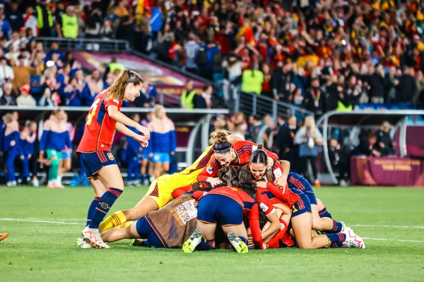 Sydney Australia August Spanish Players Celebrate Beating England Final Fifa — Stock Photo, Image