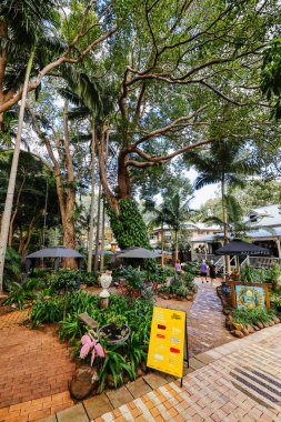 MONTVILLE, AUSTRALIA - 28 Temmuz 2023: Güneşli bir kış gününde Avustralya 'nın Queensland kenti yakınlarındaki Glasshouse Dağları' nda Montville 'in antika popüler kasabası