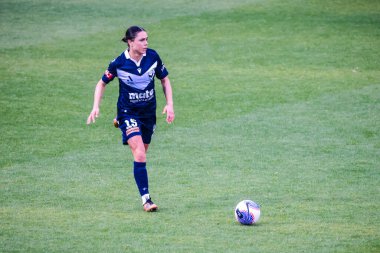 MELBOURNE, AUSTRALIA - 15 Ekim: Emma Kay Checker Melbourne Victory 'den Brisbane Roar' a karşı La Trobe Üniversitesi Spor Sahaları 'nda 15 Ekim 2023' te Melbourne, Avustralya