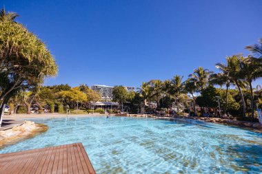 BRISBANE, AUSTRALYA - 29 Temmuz 2023: Southbank Brisbane, Queensland, Avustralya 'daki Sokaklar Sahili ve Tekne Havuzu