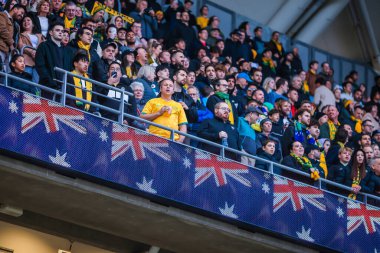 MELBOURNE, AUSTRALIA - 16 Kasım 2023 tarihinde Avustralya 'nın Melbourne kentinde oynanan 2026 FIFA Dünya Kupası ön eleme maçı sırasında atmosfer