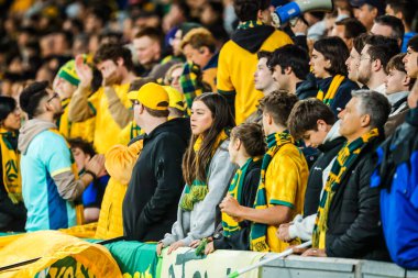 MELBOURNE, AUSTRALIA - 16 Kasım 2023 tarihinde Avustralya 'nın Melbourne kentinde oynanan 2026 FIFA Dünya Kupası ön eleme maçı sırasında atmosfer