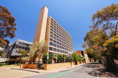 MELBOURNE, AUSTRALIA - 19 Kasım 2023 - Redmond Barry Binası ve Melbourne, Victoria, Avustralya 'daki Melbourne Üniversitesi Parkville Kampüsü mimari detayları