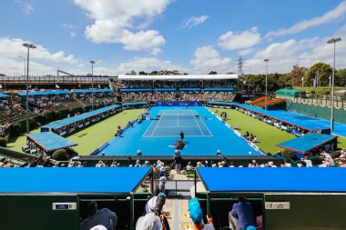 MELBOURNE, AUSTRALYA - 11 HAZİRAN 2024 Kooyong Classic 'in ilk günü boyunca atmosfer 11 Ocak 2024 tarihinde Melbourne, Avustralya' da.