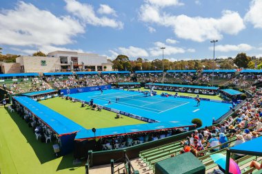 MELBOURNE, AUSTRALYA - 11 HAZİRAN 2024 Kooyong Classic 'in ilk günü boyunca atmosfer 11 Ocak 2024 tarihinde Melbourne, Avustralya' da.