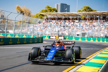 MELBOURNE, AUSTRALIA - MARCH 22: Logan Sargeant of the United States drives the Williams FW46 Mercedes during first practice in the 2024 Australian Grand Prix at Albert Park in Melbourne, Australia clipart