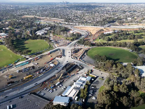 stock image MELBOURNE, AUSTRALIA - JUNE 16 2024: Parts of North East Link under construction in Bulleen, Melbourne, Victoria, Australia