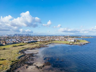 Çene kemiği Deniz Sığınağı Williamstown, Melbourne, Victoria, Avustralya 'da kış günü