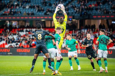 MELBOURNE, AUSTRALIA - 24 Mayıs: Newcastle United 'dan Mark Gillespie, 24 Mayıs 2024' te Avustralya 'nın Melbourne kentinde düzenlenen Küresel Futbol Haftası' nda A-League All-Star Men ile oynarken