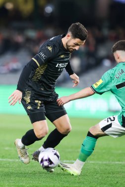 MELBOURNE, AUSTRALIA - 24 Mayıs: A-League All-Star Men takımından Mathew Leckie, 24 Mayıs 2024 tarihinde Avustralya 'nın Melbourne kentinde oynanan Küresel Futbol Haftası sırasında Newcastle United ile oynarken,