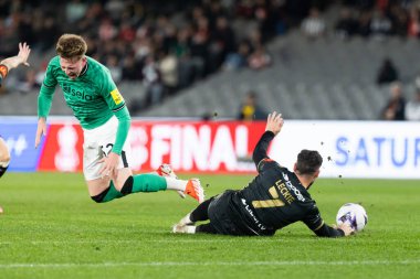 MELBOURNE, AUSTRALIA - 24 Mayıs: Newcastle United 'dan Jay Turner-Cooke, Marvel Stadyumu' ndaki Küresel Futbol Haftası 'nda A-League All-Stars Men' den Mathew Leckie tarafından yenildi.