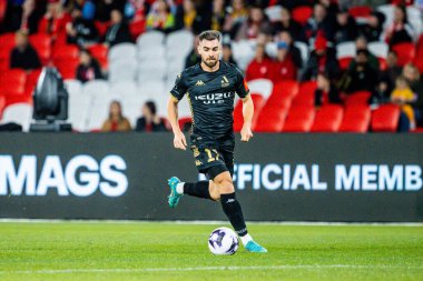 MELBOURNE, AUSTRALIA - 24 Mayıs: A-League All-Star Men takımından Benjamin Garuccio, 24 Mayıs 2024 tarihinde Avustralya 'nın Melbourne kentinde oynanan Küresel Futbol Haftası sırasında Newcastle United ile oynarken,
