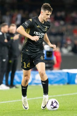 MELBOURNE, AUSTRALIA - 24 Mayıs: A Ligi All-Star Men takımından Nicolas Milanoviç, 24 Mayıs 2024 tarihinde Avustralya 'nın Melbourne kentinde düzenlenen Küresel Futbol Haftası sırasında Newcastle United ile oynarken,