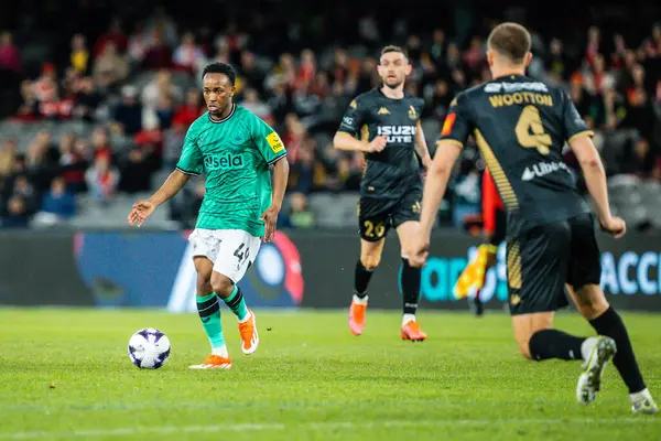 stock image MELBOURNE, AUSTRALIA - MAY 24: Amadou Diallo of Newcastle United whilst playing A-League All Stars Men during the Global Football Week at Marvel Stadium on May 24, 2024 in Melbourne, Australia