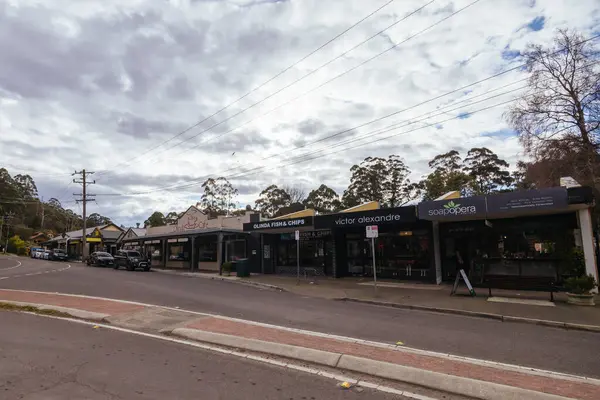 stock image OLINDA, AUSTRALIA - AUGUST 15 2024: The quaint tourist country town of Olinda in the Dandenong Ranges on a quiet winters afternoon in Victoria, Australia