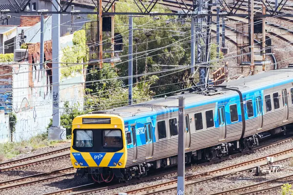 stock image MELBOURNE, AUSTRALIA - OCTOBER 31, 2023: A view of Melbourne Metro train between Richmond and South Yarra from a high rise building in Cremorne in Australia