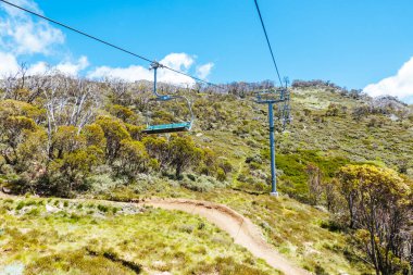 THREDBO, AUSTRALIA - 15 Aralık 2023: Thredbo 'da dağ bisikleti yaz sezonu başkanları Karlı Dağlar, Yeni Güney Galler, Avustralya' da sıcak bir yaz günü