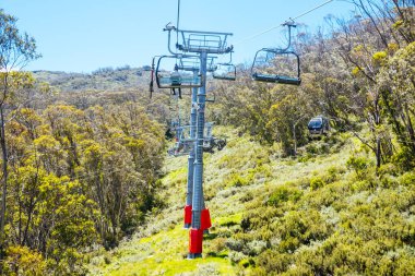 THREDBO, AUSTRALIA - 15 Aralık 2023: Thredbo 'da dağ bisikleti yaz sezonu başkanları Karlı Dağlar, Yeni Güney Galler, Avustralya' da sıcak bir yaz günü