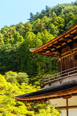 Japonya 'nın Kyoto kentindeki Gümüş Pavilyon Ginkakuji Tapınağı' ndaki çarpıcı mimari ve bahçeler.