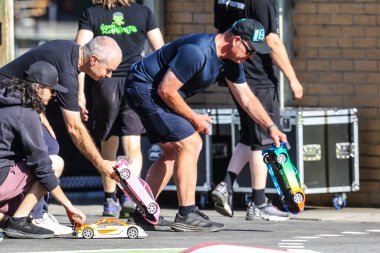 MELBOURNE, AUSTRALIA - NOVEMBER 22: Practice in the 2024 Australian 1/10th Electric Radio Controlled Car National titles on 22nd November 2024 clipart