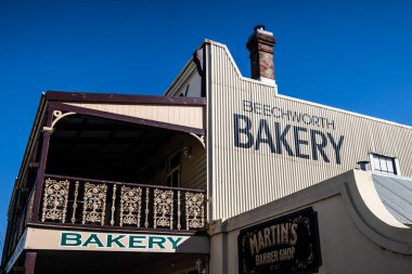 BEECHWORTH, AUSTRALIA - JANUARY 1 2025: Historic Beechworth bakery in Beechworth town centre on a warm summers day in Victoria, Australia on January 1st, 2025 clipart