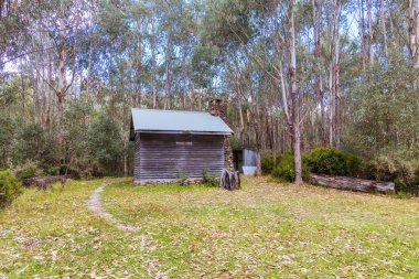 Açık bir yaz gününde, Marysville, Victoria, Avustralya yakınlarındaki tarihi Keppel Kulübesi.