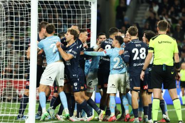 MELBOURNE, AUSTRALIA - 31 Mayıs: Takımlar, Melbourne City ile Melbourne Zaferi arasında 31 Mayıs 2025 'te Melbourne, Avustralya' da oynanan A-League Mens Grand Final maçında karşı karşıya geldiler..