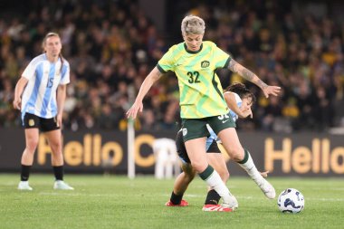 MELBOURNE, AUSTRALIA - 30 Mayıs: Avustralyalı Michelle Heyman Avustralyalı Matildas ile Arjantin arasında 30 Mayıs 2025 tarihinde Melbourne, Avustralya 'da oynanan uluslararası dostluk karşılaşmasında.