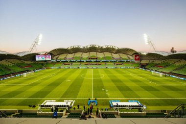 MELBOURNE, AUSTRALIA - 31 Mayıs 2025 'te Melbourne City ile Melbourne Victory arasında oynanan A-League Mens Grand Final karşılaşması öncesinde stadyum atmosferi.