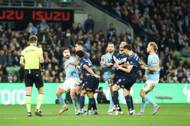 MELBOURNE, AUSTRALIA - 31 Mayıs: Takımlar, Melbourne City ile Melbourne Zaferi arasında 31 Mayıs 2025 'te Melbourne, Avustralya' da oynanan A-League Mens Grand Final maçında karşı karşıya geldiler..