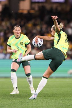 MELBOURNE, AUSTRALIA - 30 Mayıs: Avustralyalı Alanna Kennedy 30 Mayıs 2025 tarihinde Avustralya 'nın Melbourne kentinde Avustralyalı Matildas ve Arjantin arasında oynanan uluslararası dostluk maçı sırasında.