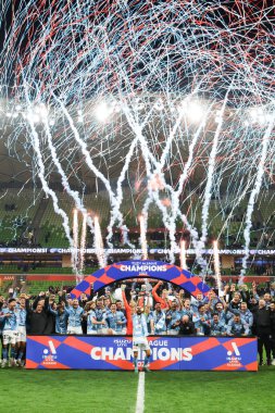 Melbourne City ile Melbourne Zaferi arasında 31 Mayıs 2025 'te Melbourne, Avustralya' da oynanan A-League Mens Grand Final karşılaşması öncesinde atmosfer.