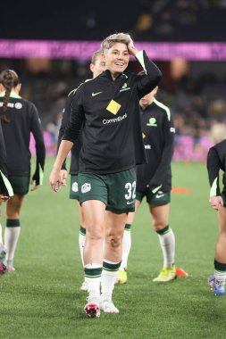 MELBOURNE, AUSTRALIA - 30 Mayıs: Avustralyalı Michelle Heyman, Avustralya 'nın Melbourne şehrinde 30 Mayıs 2025 tarihinde Avustralya Matildas ve Arjantin arasında oynanan uluslararası dostluk karşılaşması öncesinde.