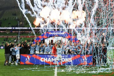 Melbourne City, Melbourne City ve Melbourne arasında 31 Mayıs 2025 'te Melbourne, Avustralya' da oynanan A-League Erkekler Grand Final Maçı 'nı kutladı..