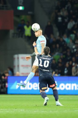 MELBOURNE, AUSTRALIA - 31 Mayıs: Melbourne Victory 'den Bruno Fornaroli ve Melbourne City' den Alman Ferreyra, Melbourne City ile Melbourne City arasındaki 31 Mayıs 2025 'te Melbourne Park' ta oynanan A-League Erkekler Grand Final karşılaşmasında yarışacaklar.