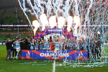 Melbourne City, Melbourne City ve Melbourne arasında 31 Mayıs 2025 'te Melbourne, Avustralya' da oynanan A-League Erkekler Grand Final Maçı 'nı kutladı..