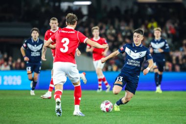 MELBOURNE, AUSTRALIA - 11 Temmuz: Lewis Brunt Wrexham 'dan John Radimisis' e karşı 11 Temmuz 2025 'te Melbourne, Avustralya' da Marvel Stadyumu 'nda.