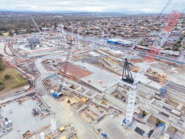 MELBOURNE, AUSTRALYA - 27 Temmuz 2025: Bulleen, Melbourne, Victoria, Avustralya 'da Kuzey Doğu Bağlantısının Bazı Parçaları yapım aşamasında