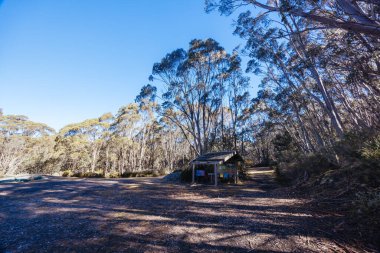 Victoria, Avustralya 'da Baw Baw Shire' da kar yağmayan baharda St Gwinear kayak merkezi.