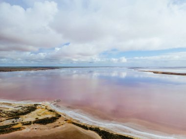 Aerial imagery of the famous and popular Lake Tyrrell which is a large salt lake near Sea Lake in the Mallee area of north eastern Victoria, Australia
